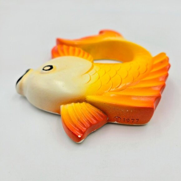 Vintage Koi Goldfish Fish Chalkware Orange Yellow Miller Studio 1977 MCM Read - Picture 11 of 16